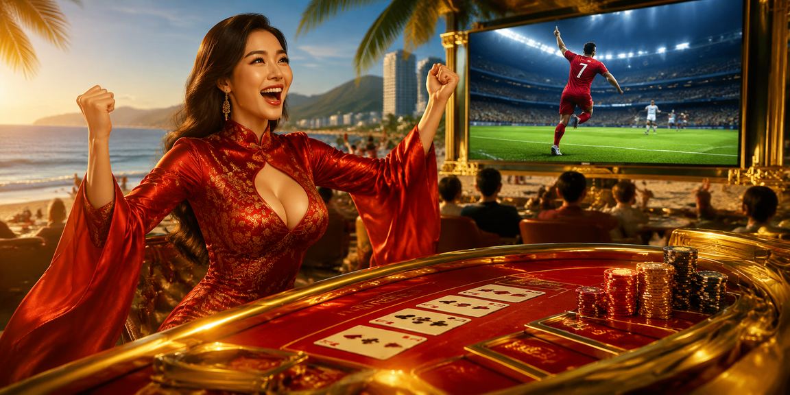 Người phụ nữ mặc áo dài tại Vũng Tàu ngồi trước bàn Baccarat trong không gian casino sang trọng